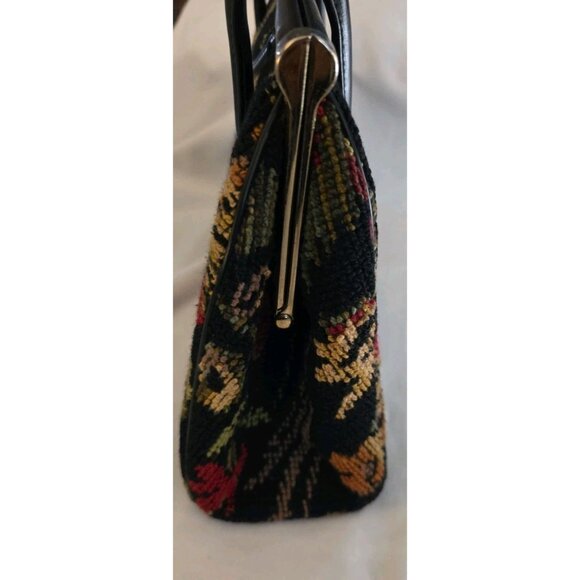 Vintage 50s 60s Carpet Bag Floral Top Handle Tapestry Boho Chic Purse Handbag - Picture 5 of 16